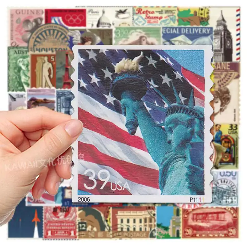 Kunst Retro Briefmarken Graffiti Aufkleber DIY Skateboard Telefon Fall Gepäck Selbst-Adhesive Aufkleber Decals Aufkleber Kind Spielzeug