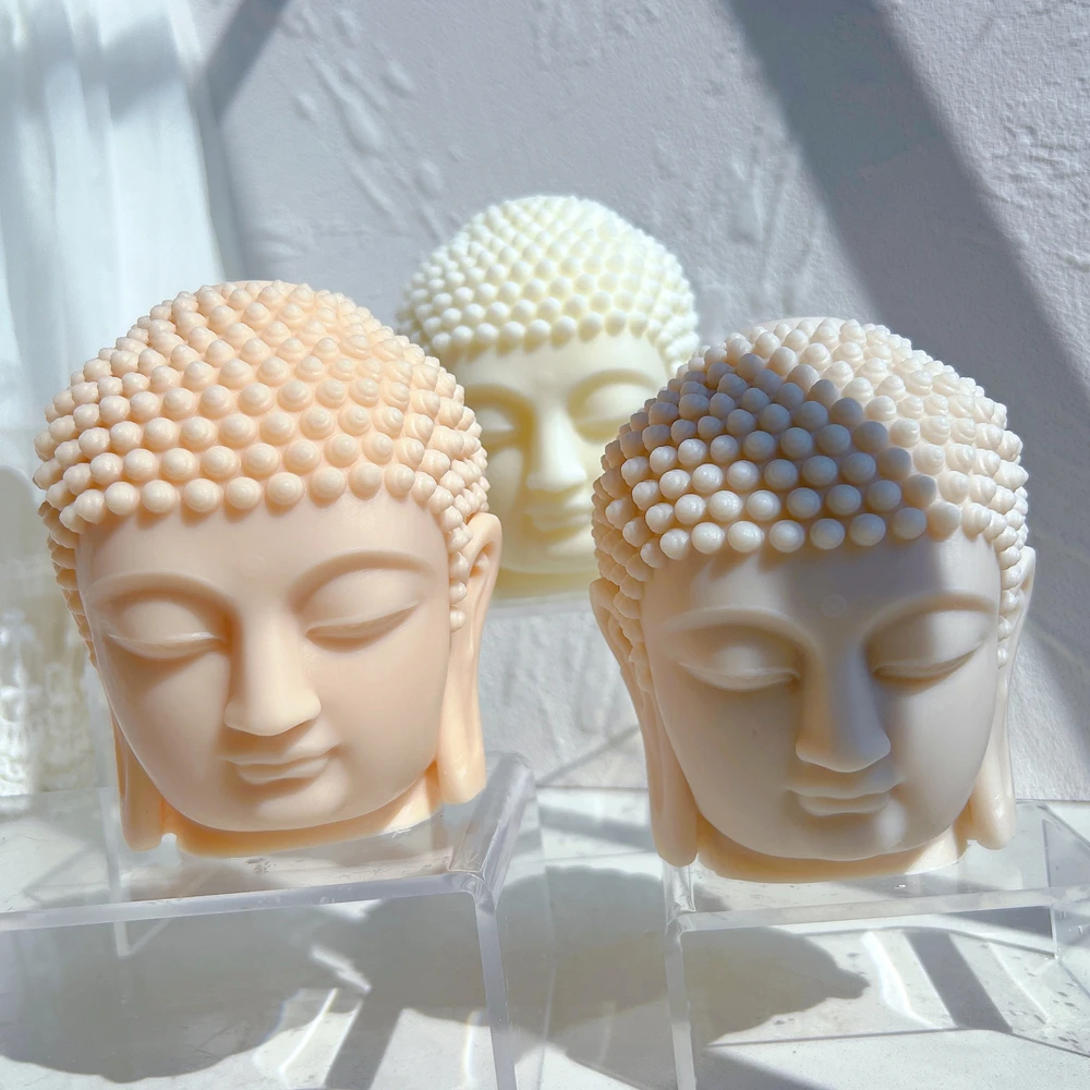 Buddha Head Candle Mold Original Buddha Statue Silicone Molds Sculpture Art Wax Tool Mould Figurine Ornaments Gifts Home Decor