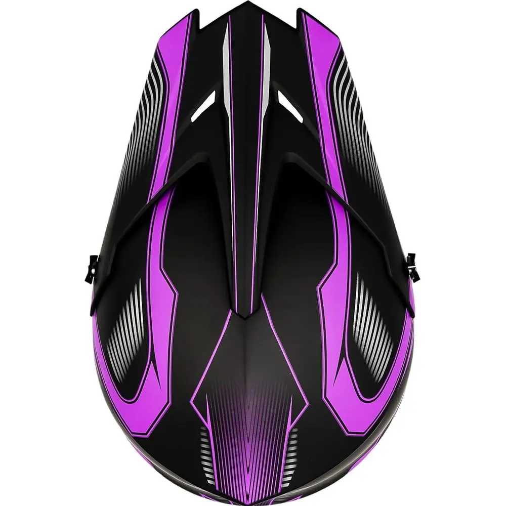 مجموعة خوذة الدراجة الترابية للشباب باللون الأرجواني مع قفازات ونظارات وقناع للأطفال 8-14، معدات أمان معتمدة من DOT