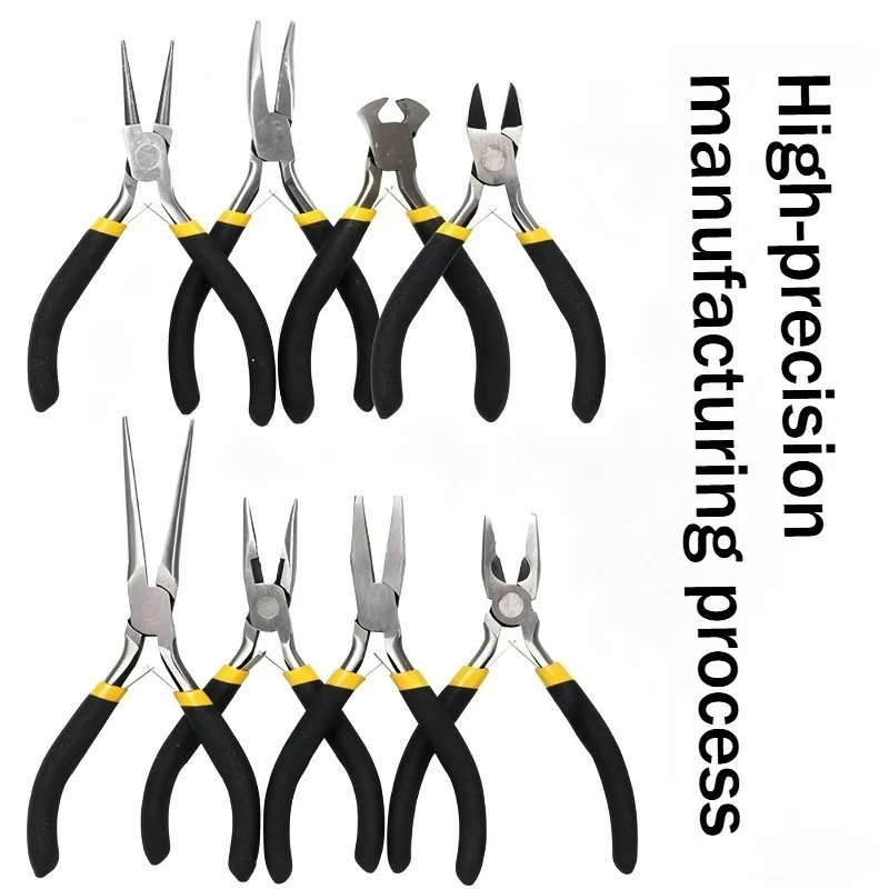 1Pcs Portable Durable Carbon Steel Forging Jewellery Pliers Light Weight Mini Pliers Hand Tools Round Flat Long Nose Pliers