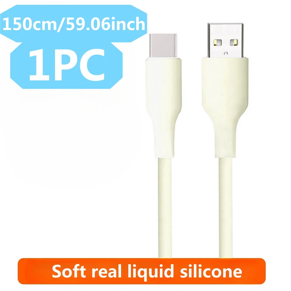 

Кабель для зарядки USB-C из жидкого силикона, 1,5 м, мягкий, для быстрой зарядки и передачи данных, для телефонов Samsung, Xiaomi, Huawei, Android, 1 шт.