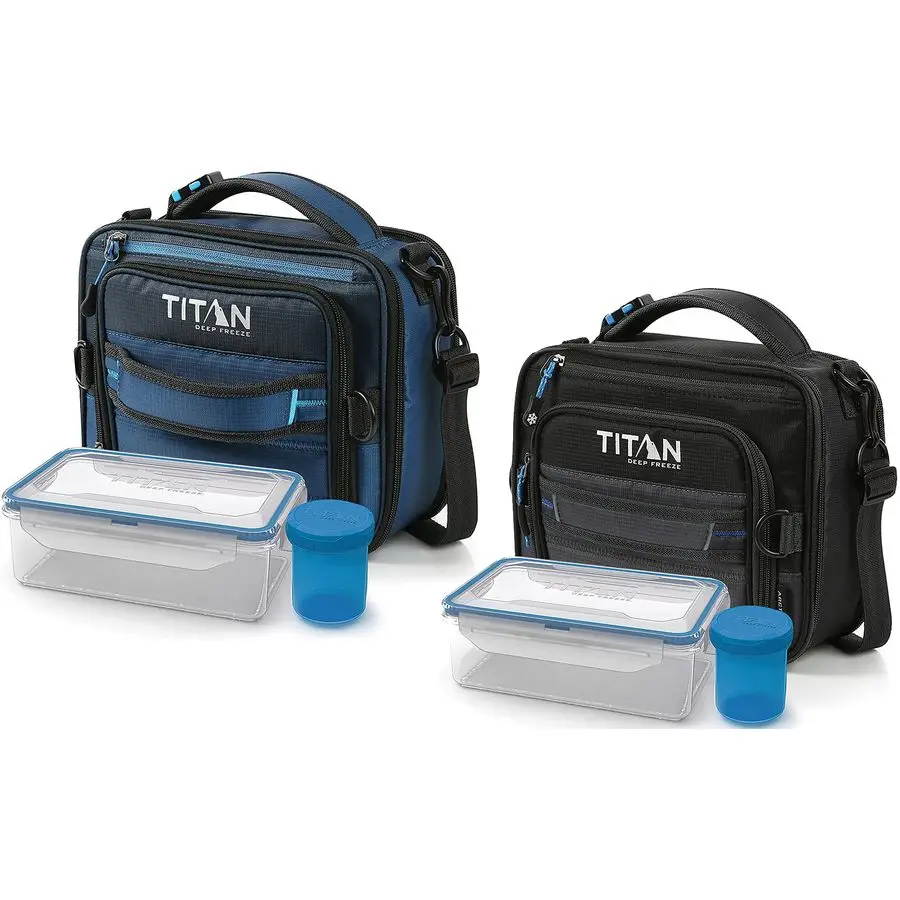 

Zone Titan Expandable Lunch Pack and Container Set with Ice Walls, 2 Pack Black and Blue