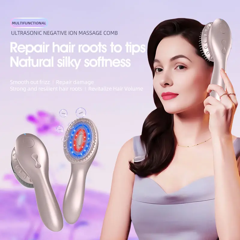 Multifunction Hair Care Oil Applicator Hair Growth Comb Electric Head Massager Vibrating Red Light Scalp Massage Brush