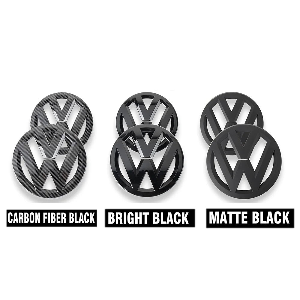 1Set Nuovo nero brillante/opaco Auto Griglia Anteriore/etichetta Posteriore logo Tronco Emblema Coperchio Coperture Adesivo Auto Accessorie Per VW