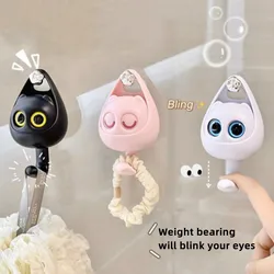 Creative Cute Cartoon Big Eyes Cat Self-adhesive Hooks for Clothes Hat Scarf Key Holders Rack Home Decoration Wall Shlef Hanger