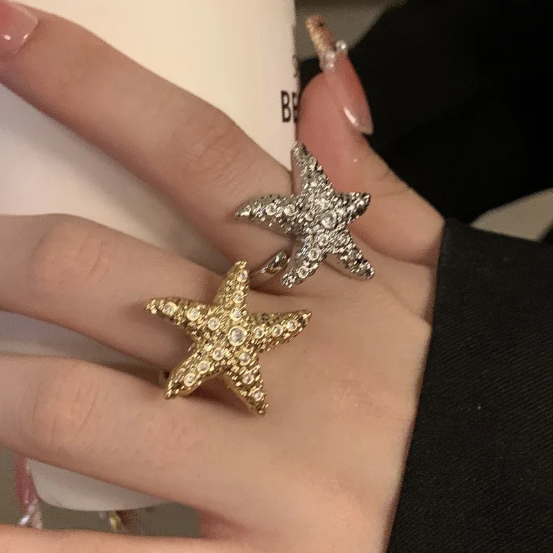 

Metal Starfish Open Ring for Women Gold Silver Color Jewelry