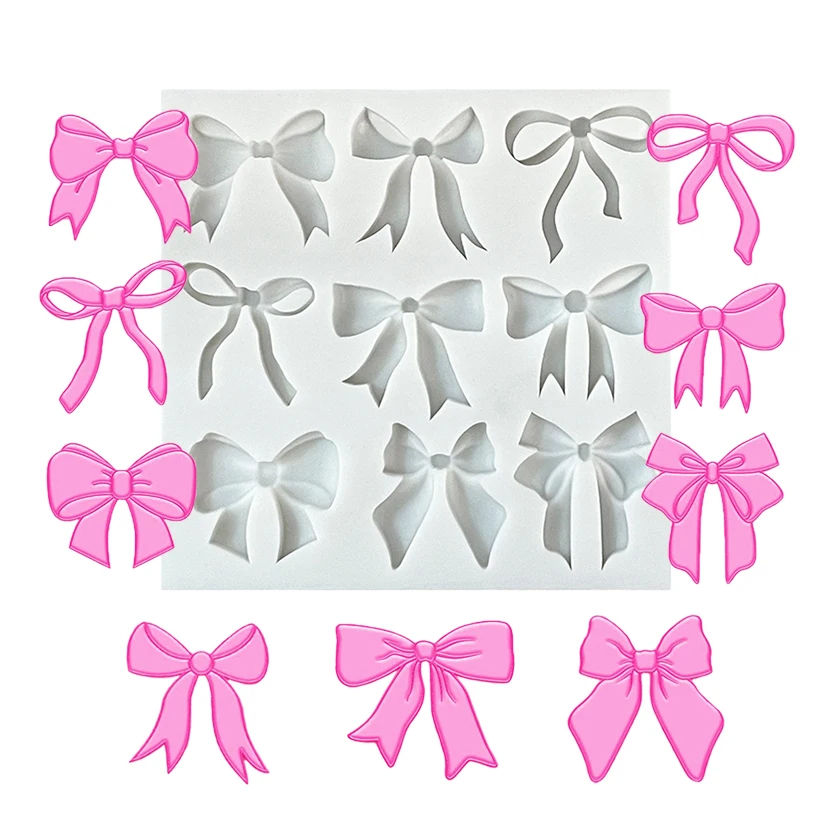 Valentinstag-Schleifen Silikonform für Zuckerguss, Harzwerkzeuge, Cupcake-Backform, Fondant-Kuchendekorationswerkzeuge – Detail 1