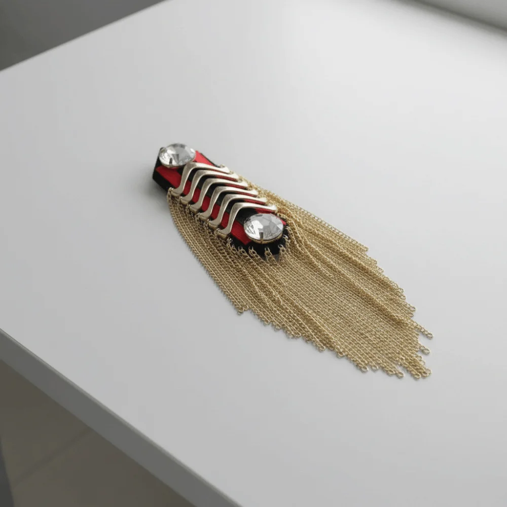 Metallic Fringe Epaulet Brooch Shiny Embroidered Shoulder Tassel Badge Detachable Durable Punk Blazer Patch Celebration