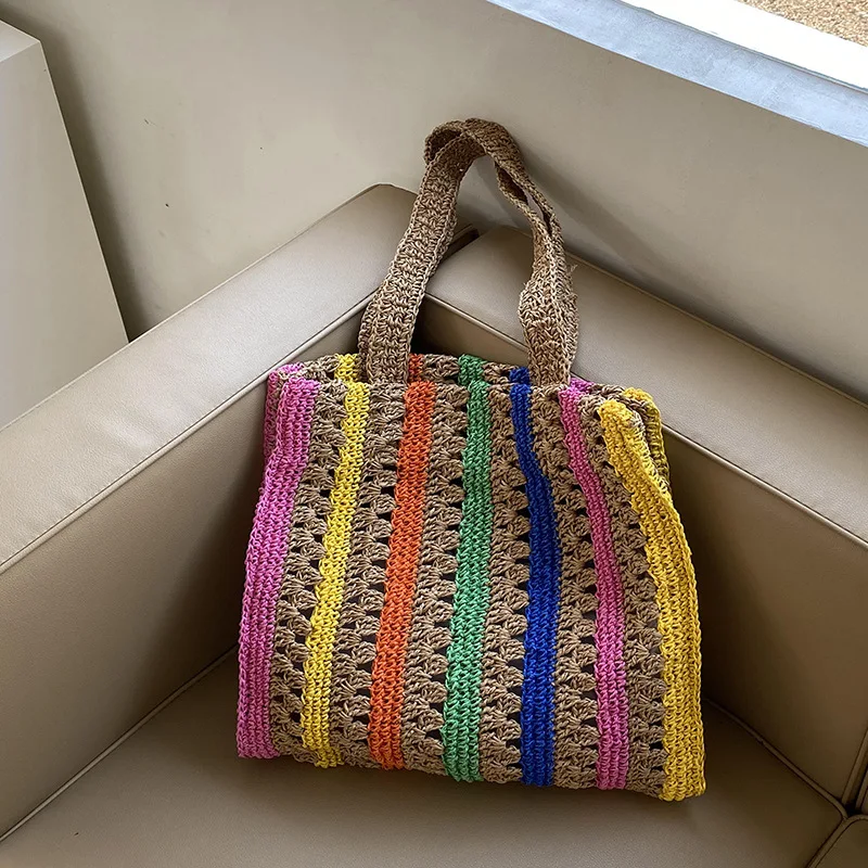 

2024 New Women Straw Colorful Purses And Handbags