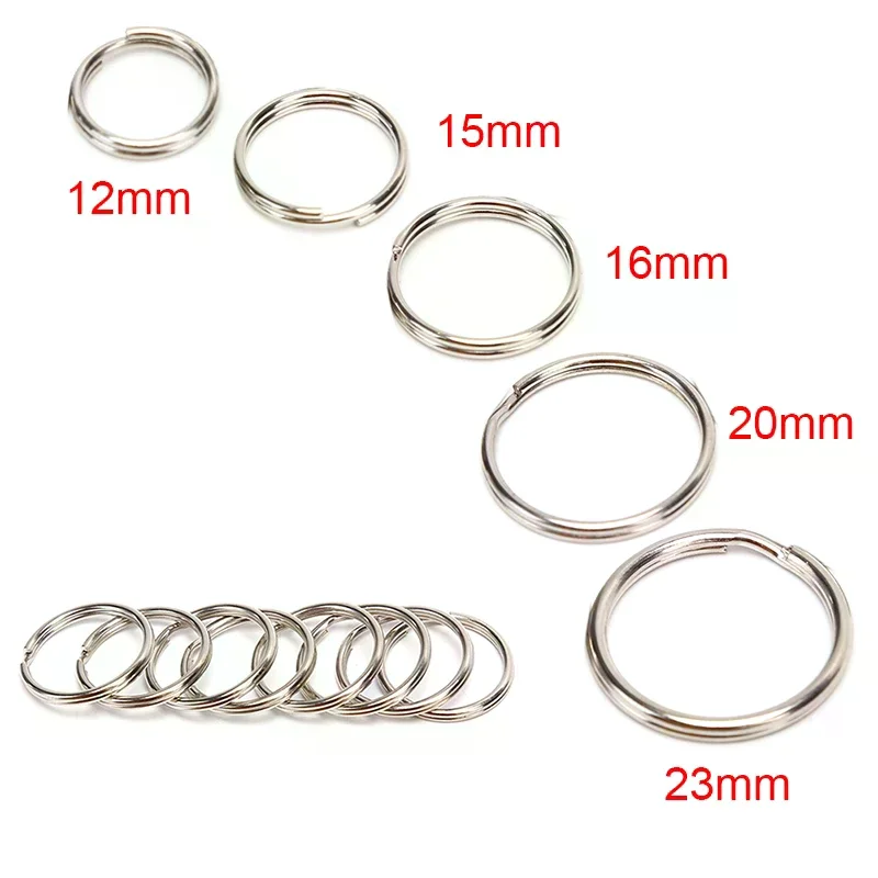 100pcs/lot Key Rings DIY Metal Key Holder Split Rings Hoop Metal Loop Keychain