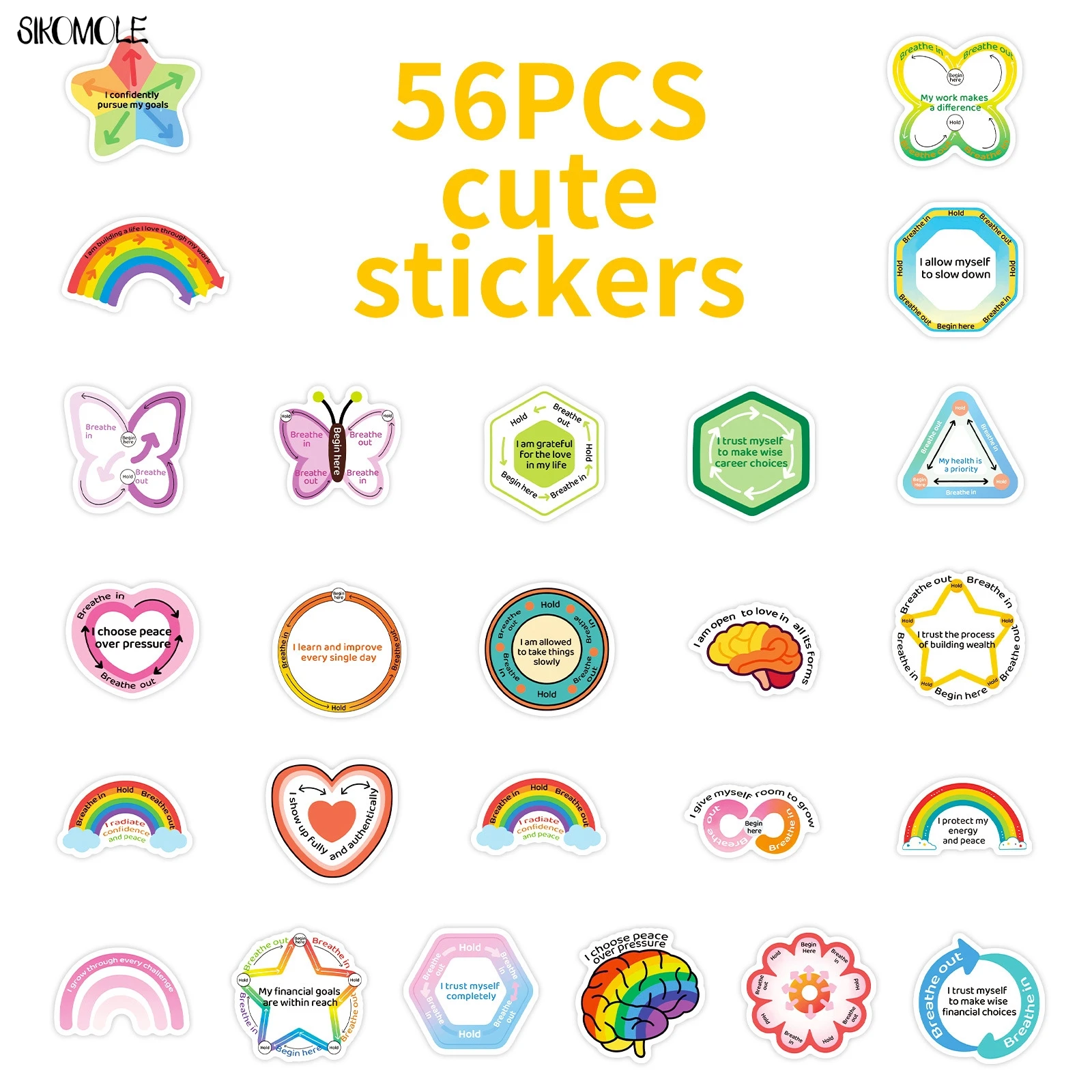 10/30/56PCS Emozioni Rilassanti Testo Colorato Adesivi Estetica FAI DA TE Scrapbook Laptop Stazionario Valigia Decalcomanie Graffiti adesivo