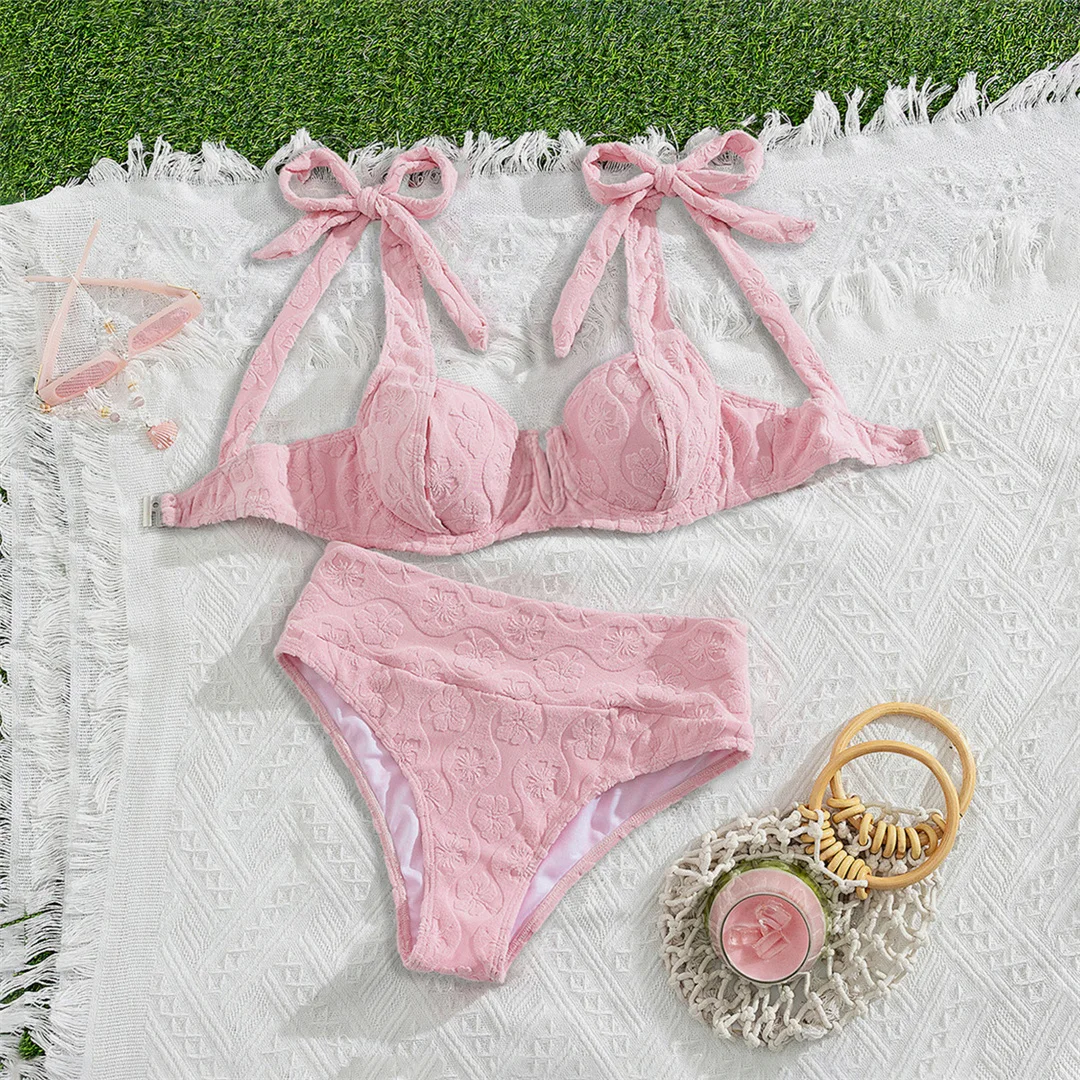 S - XL, V-förmiger, mit Bügel verstärkter Damen-Badeanzug, hoch geschnittener Bikini, zweiteiliges Bikini-Set, Badebekleidung, Badeanzug, Modell V8042. – Detail 2