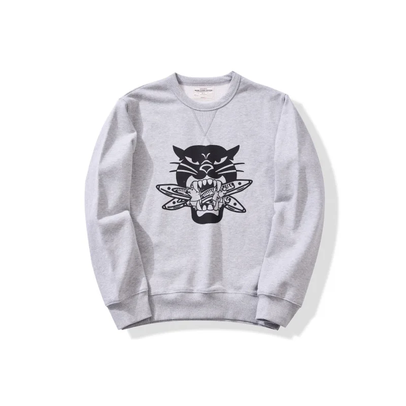 

Свитшот-пуловер Akkad Kuti 2026 в новом военном стиле, с принтом Леопард, американский ретро-дизайн, плотный, с круглым вырезом, из ткани терри