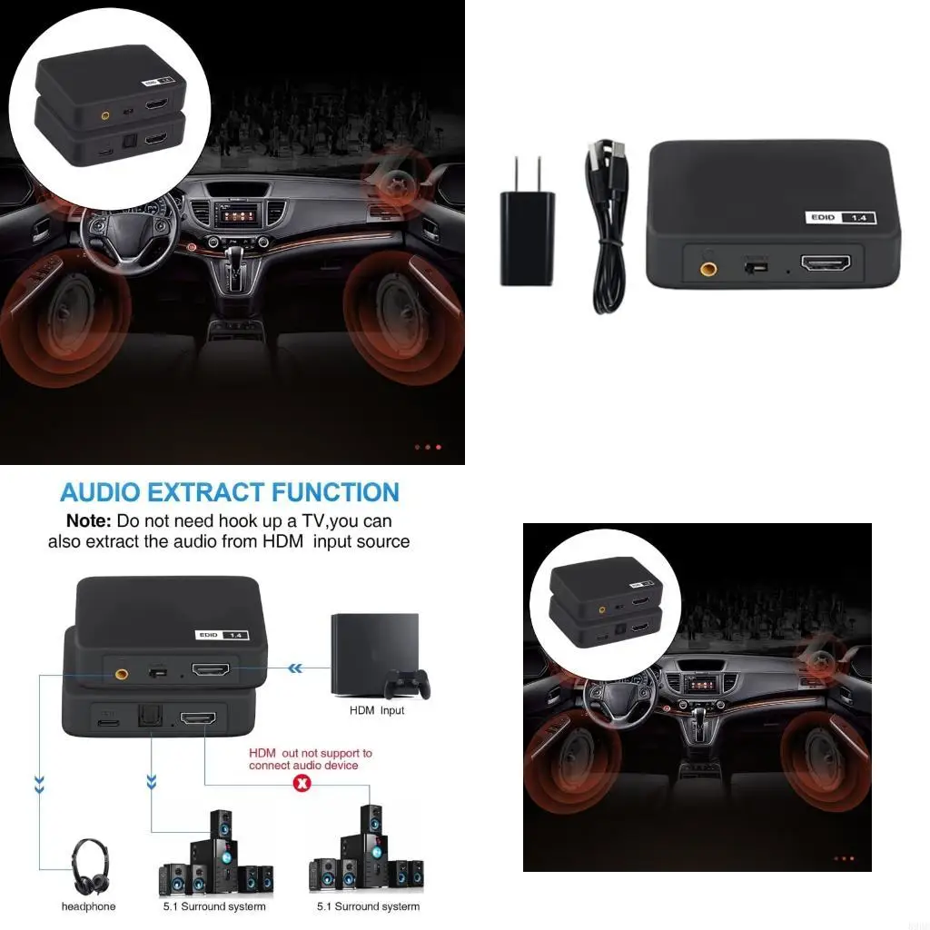 

4K HDTV Sound Extractor Convert HDTV to HDTV S/PDIF 3.5mm for TV Speaker Disc Player Amplifier Headphone Accessories 896C