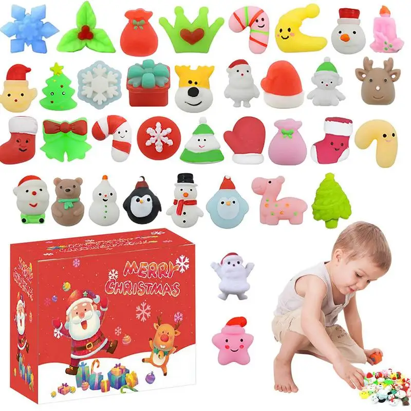 

Advent Calendar Kids Elasticity 24 Days Countdown Calendar Christmas Gift Set Unusual Christmas Themed Mochi Plush Toy Christmas