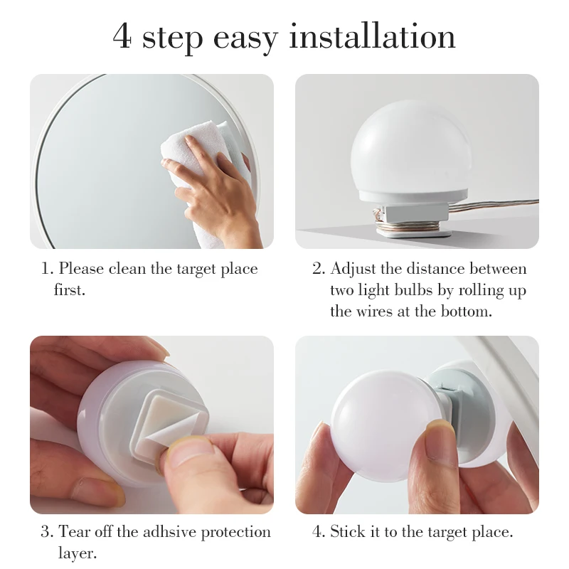 Makeup Mirror LED Light Bulbs Vanity Lights USB 12V Bathroom Dressing Table Lighting Dimmable LED Vanity Light For Mirror Light image 4
