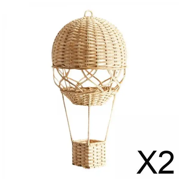 

Woven Rattan Hot Air Balloon Pendant Decoration Artistic Balloon Craft for Dorm Room and Nursery Photo Prop