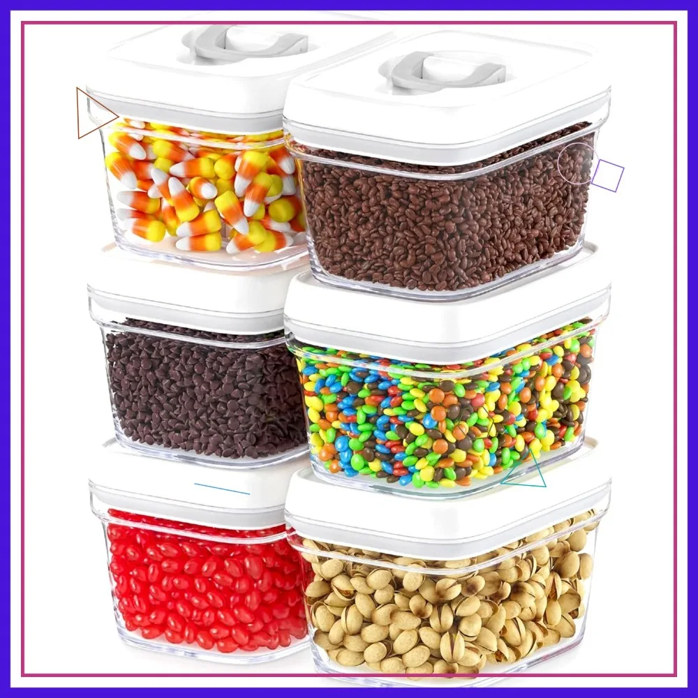 

6-Piece Airtight Food Storage Containers with Lids - Clear Plastic BPA-Free, Keeps Spices, Candy, Nuts Fresh & Dry