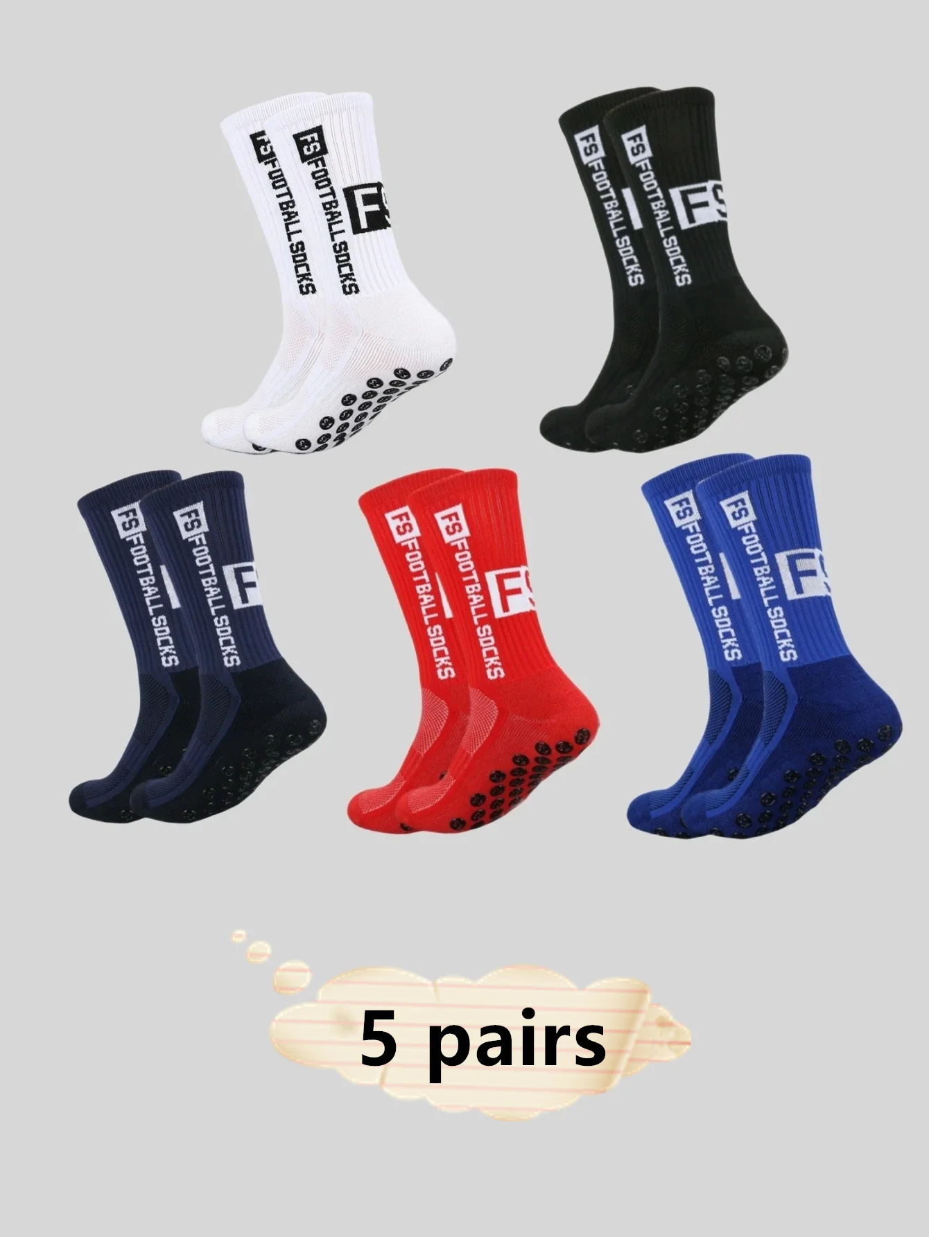 5 Pairs of Multi-color Adhesive Dots for Anti Slip, Sweat Absorption, and Odor Prevention Football Socks Men Ladies Sports Socks