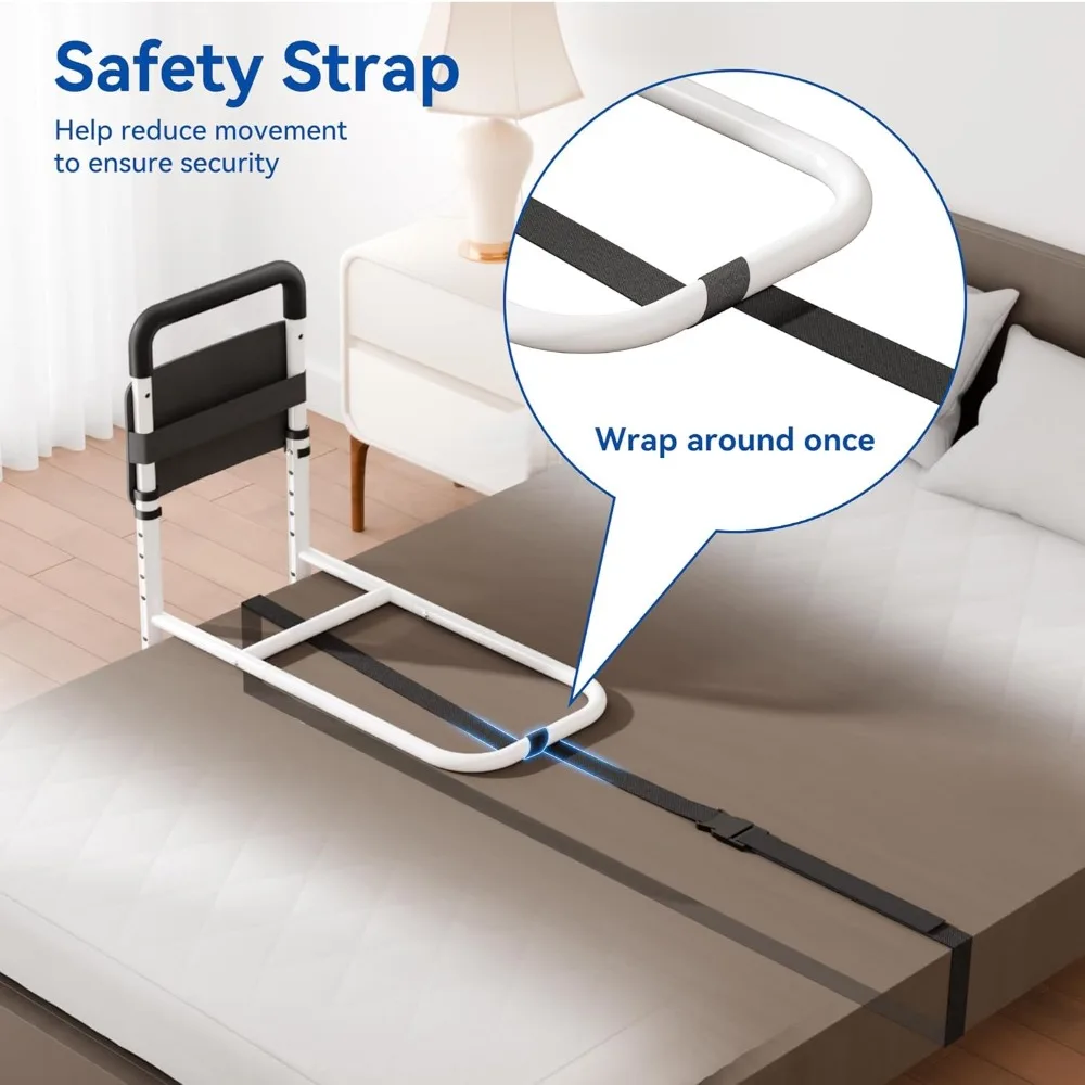 Rail de sécurité de lit réglable pour personnes âgées – Cadre en acier robuste, installation sans outil, convient à toutes les tailles de lit, capacité de 300 lb