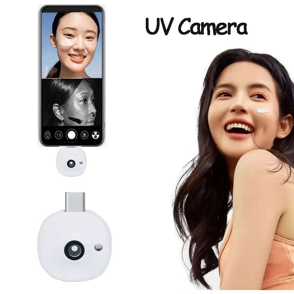 Mini-UV-Kamera, tragbarer Sonnenschutz-Test für Gesichts-Sonnenschutz und Make-up-Entfernung, Sonnenschutz-Erkennung für Telefon