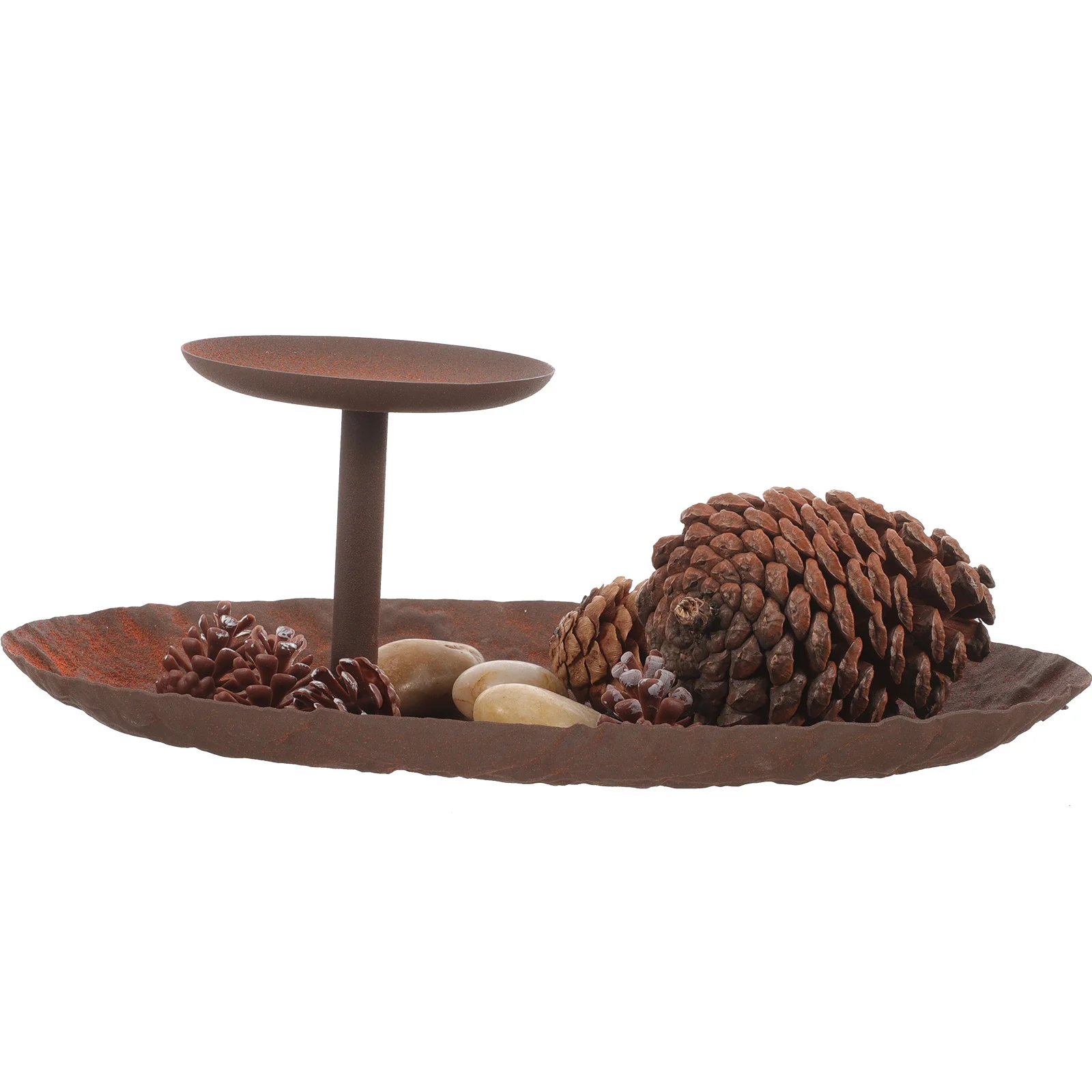 

1Set Christmas Holder Decorative Metal Craft for Bedroom Hotel Desk Use Pinecones Stone Included Candleholder Ornament