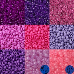 100pcs Purple Pony Beads 6x9mm Acrylic Hair Bead Clear Big Hole Spacer Beads For Diy Craft Kid Jewelry Bracelets Making Supplies