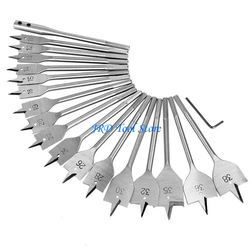 

A2UD 19Pcs Durable 11-38Mm Spade Drill Bit Set for Woodworking Boring Drill Bits