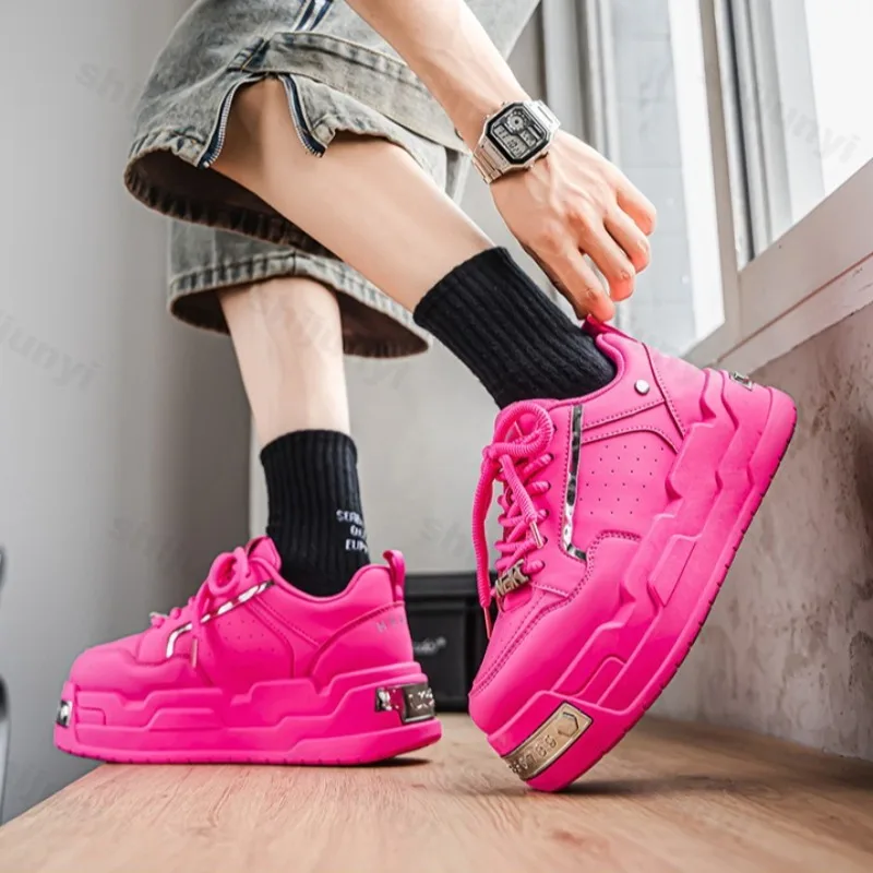 

Модная трендовая повседневная спортивная обувь на толстой подошве для мужчин, весна 2024, новые однотонные кроссовки Comofrtable с низким верхом, нескользящие массивные кроссовки