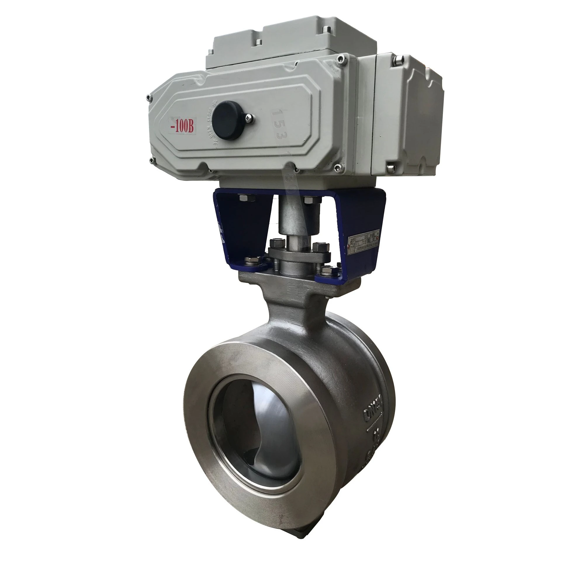 Electric v-type ball valve dn125 stainless steel fiber viscosity slurry regulation gas high temperature wear resistance