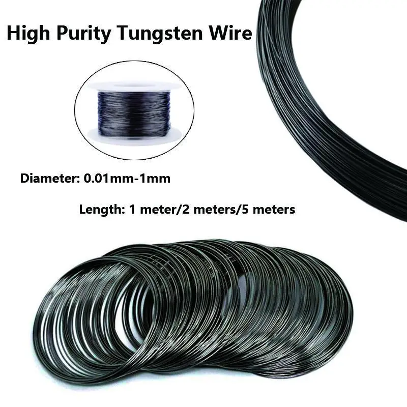 

1Pcs Length 1/2/5meters W99% High Purity Tungsten Wire Diameter 0.01-1mm Tungsten Line Electrical Heating Electrode Wire