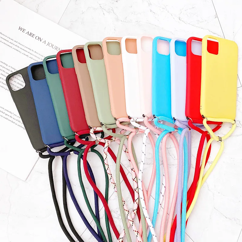 Cord Chain Necklace Lanyard Rope Soft Case For Samsung Galaxy A10 A20 A30 A50 A70 A7 A6 Plus 2018 A21S A02S A03S A52S Cover