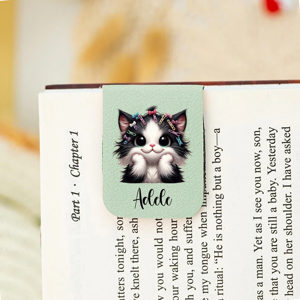 1PC Fashion Kitten Customizable Text Print Aqua Blue Book Clip For Birthday Gifts