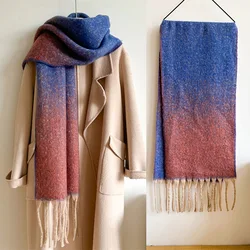 Fashion Design Long Thick Scarf Women Autumn Winter Soft Galaxy Gradient Muffler Men Imitation Cashmere Thermal Shawl Female