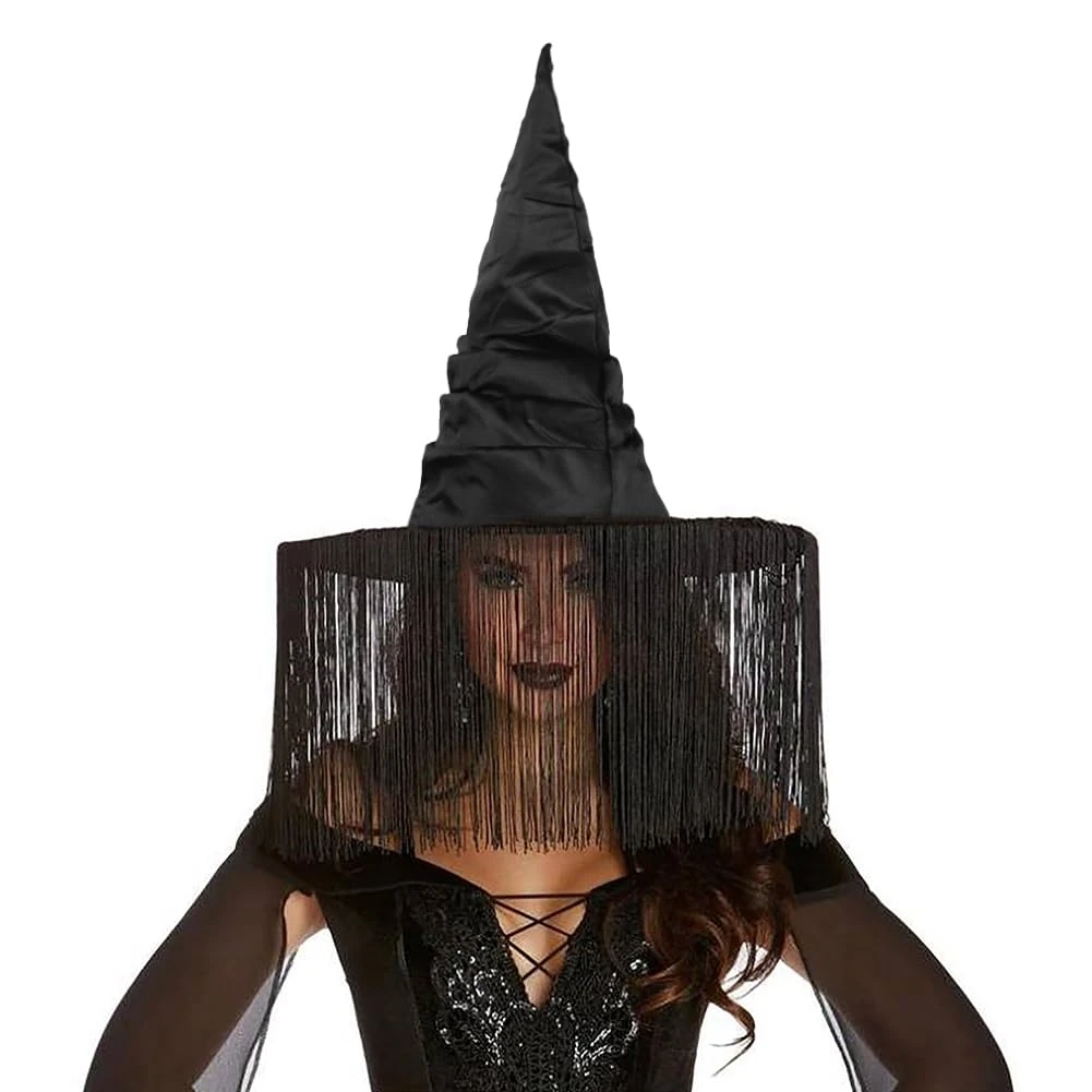ABQR Cappello da strega Cappello a tesa larga a punta Cappello da mago storto nero per le vacanze Decorazioni di Carnevale di Halloween Cosplay