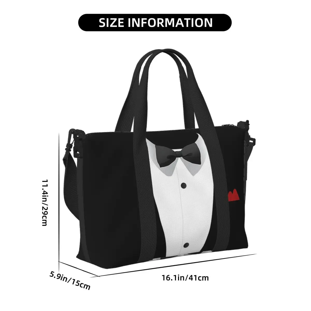 Tuxedo Design With Bowtie For Weddings And Special Occasions Beach Travel Bag Tote Bags Women Shopping Duffle Shoulder Bag