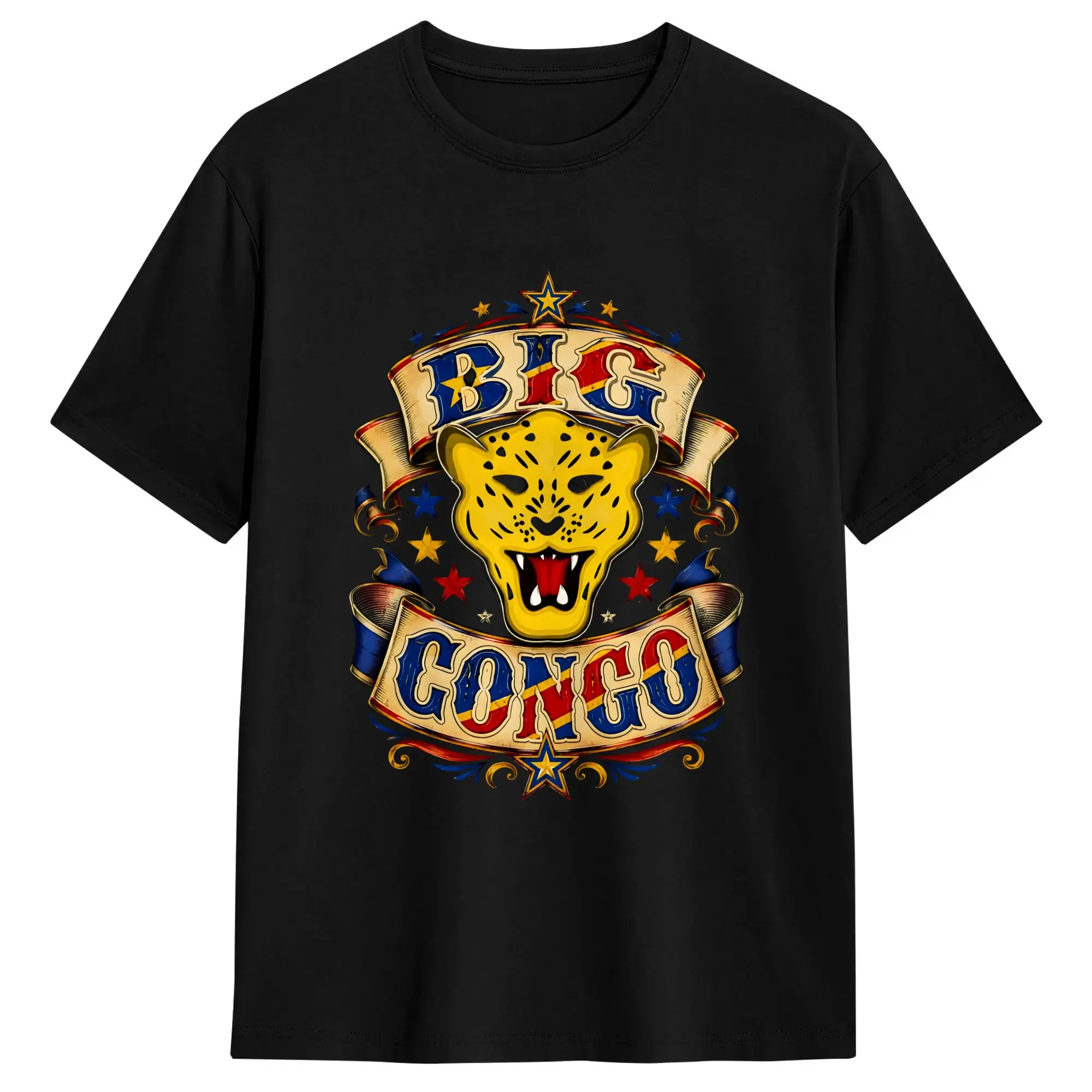 Congo Flag  T Shirts Men's  100% Cotton Humorous T-Shirt O Neck  Tee Shirt Short Sleeve Tops Printing