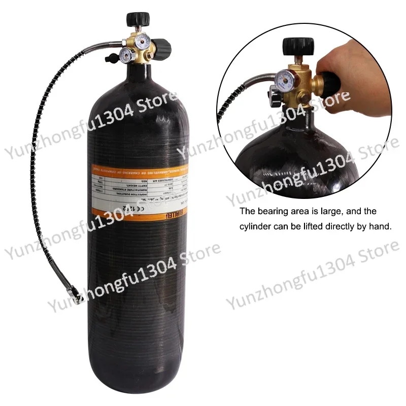 4500psi 300Bar 3L Carbon Fiber HPA Tank High Pressure Cylinder with Regulating Valve Scuba Diving M18*1.5