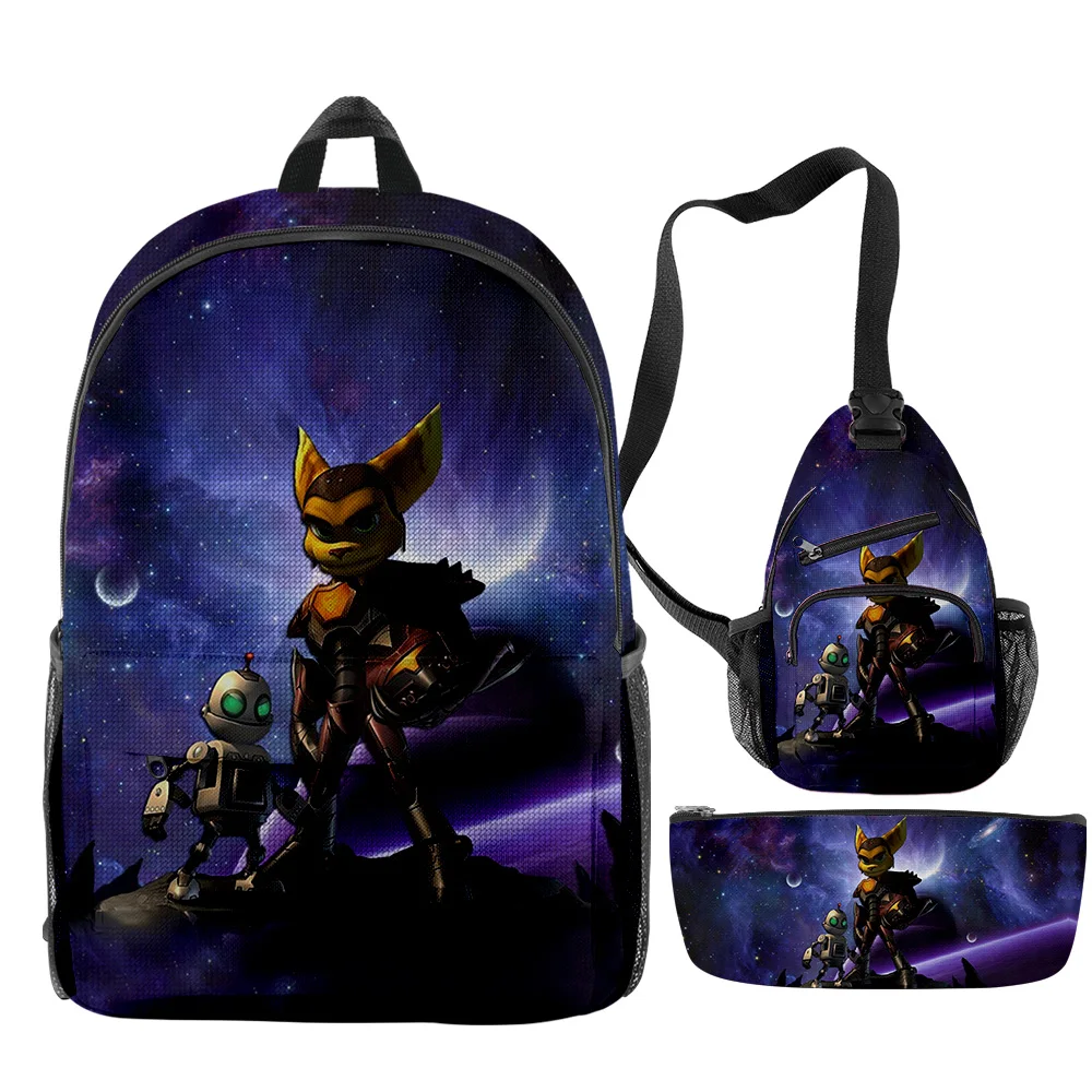 Imagem -05 - Jogo Catraca Clank Mochilas Peças Conjuntos Zíper Daypack Unisex Traval Bolsa 2023 Novo Harajuku Estudante Bolsa de Escola