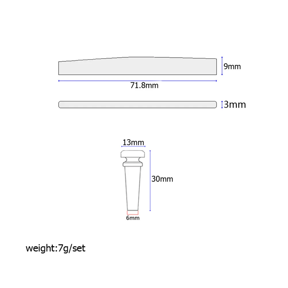 

5pcs With Saddle For Acoustic Replacement Parts Premium Abs Durable Smooth Surface Flat Bottom Polished Craftsmanship Perfect