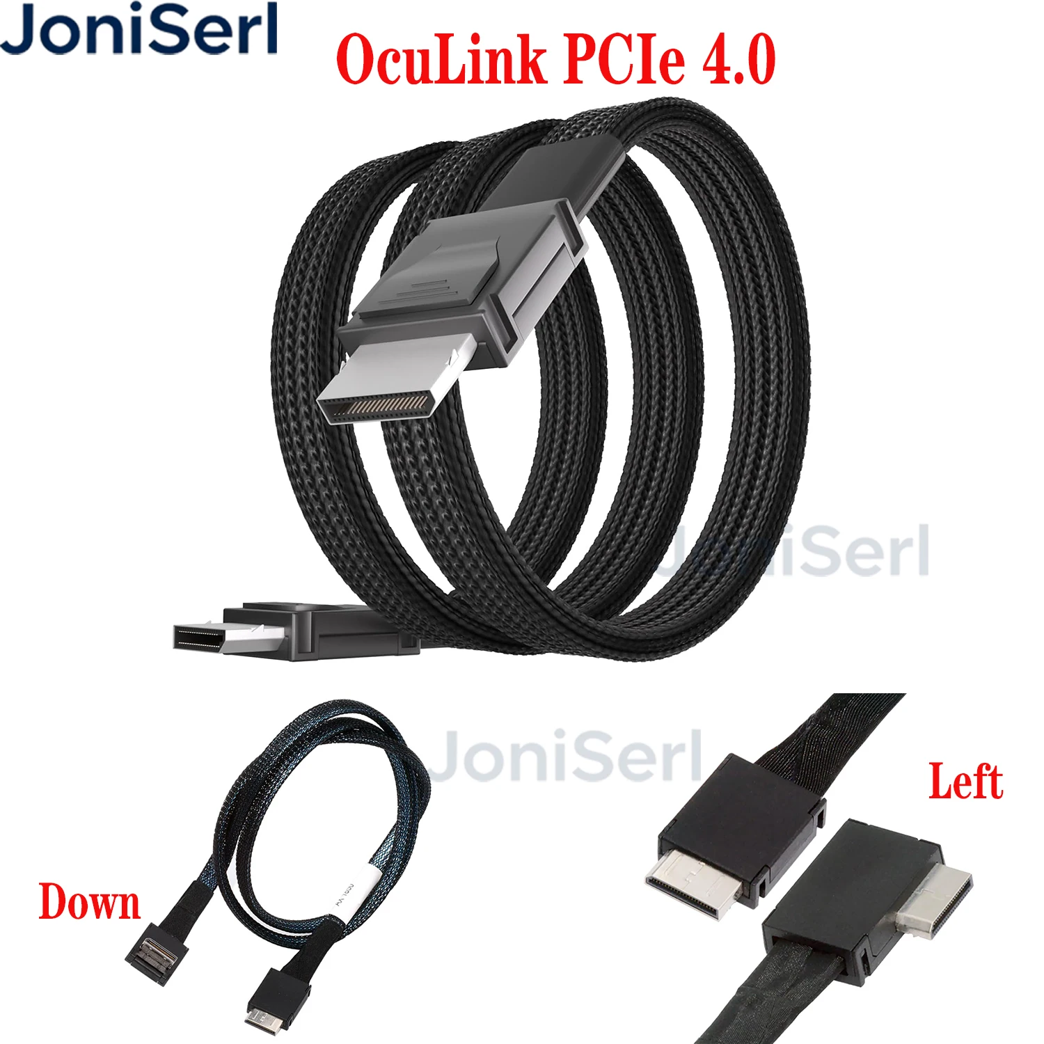 Left/Down/ST Angled 90 Degree OcuLink PCIe 4.0 PCI-Express SFF-8611 4i to SFF-8611 Data Active Cable for eGPU SSD