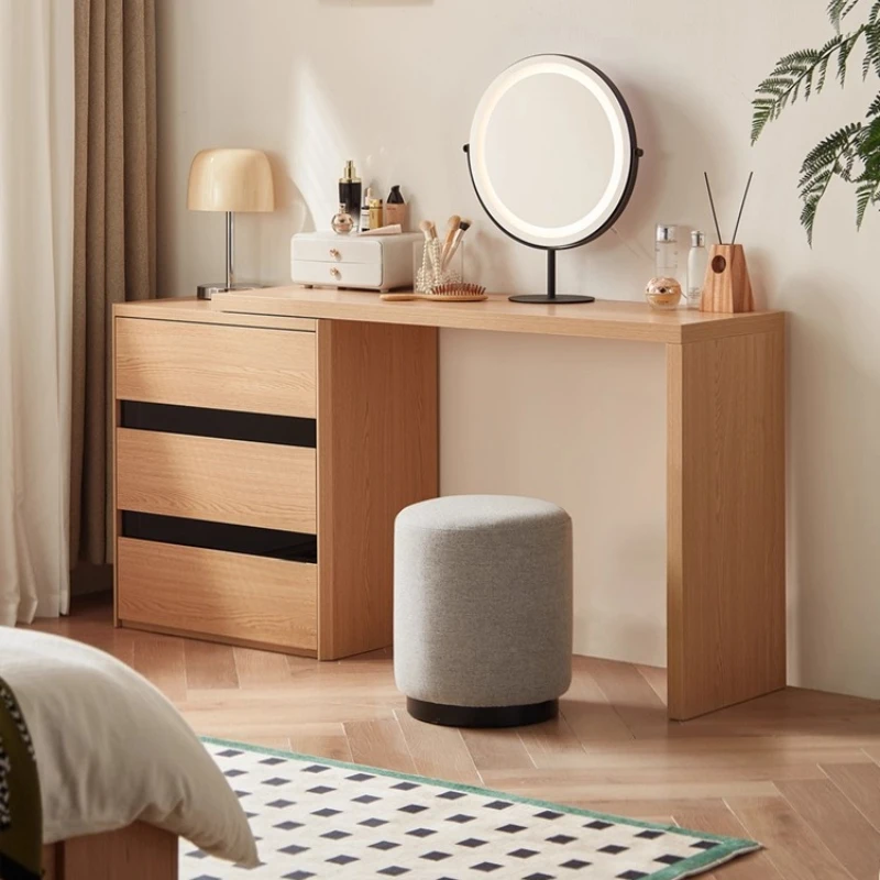 

Nordic Style Retractable Dresser Corner Makeup Table LED Lamp Makeup Vanities Vanity Dressing Desk Dressers Bedroom Furniture