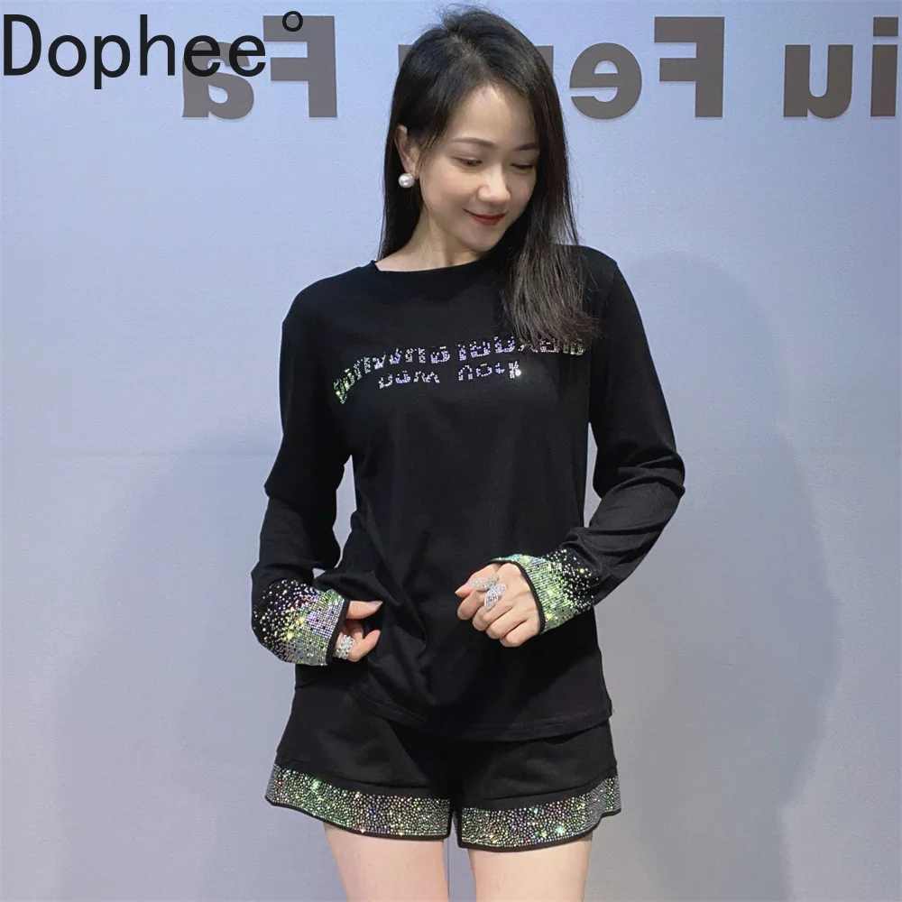 

Футболка с длинными рукавами и блестящими буквами, эластичные черные тонкие базовые рубашки, модные женские осенне-зимние футболки