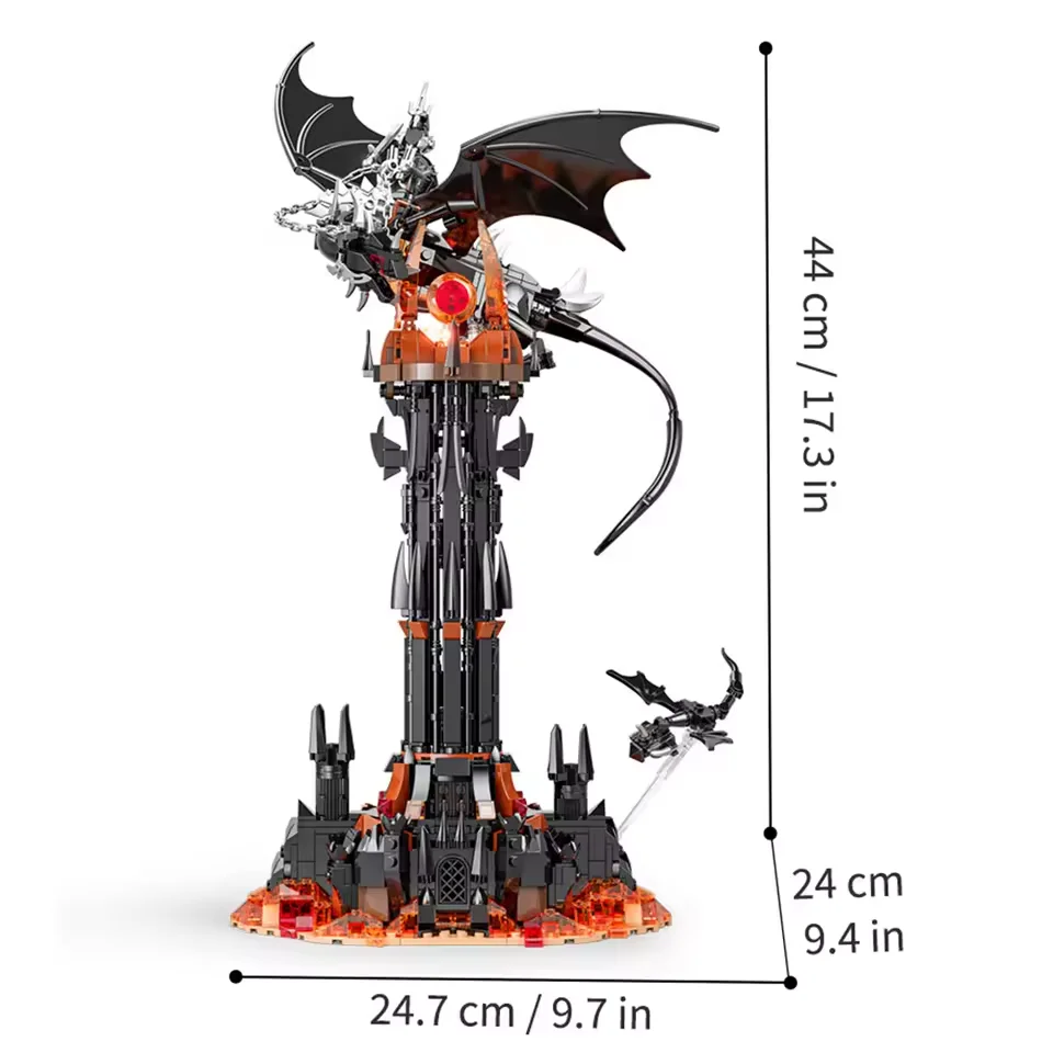 997 قطعة برج أسود إبداعي ماجيك دراجون بنة أفكار الخبراء الطوب برج داكن مع أضواء لعبة تجميع للأطفال هدايا