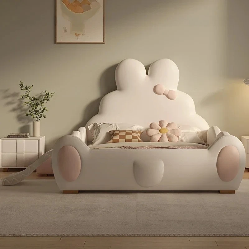 Double Luxury Modern Double Bed Kids Girls Princess White Loft Queen Bed Children Postmodern Letto Matrimoniale Trendy Furniture