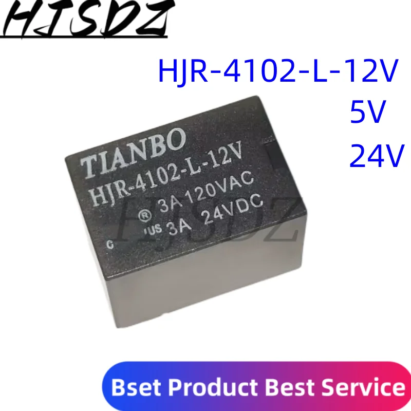 TIANBO-HJR-4102-L-05V HJR-4102-L-12V, 6 pines, 3A, relé de señal, 10 piezas, 100% Original, nuevo, envío gratis