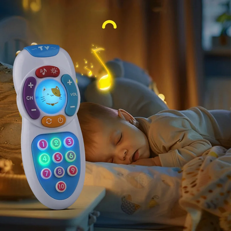 Giocattolo telecomandato per bambini Giocattolo in movimento Montessori per bambini Pulsante in silicone per ninna nanna morbida e delicata