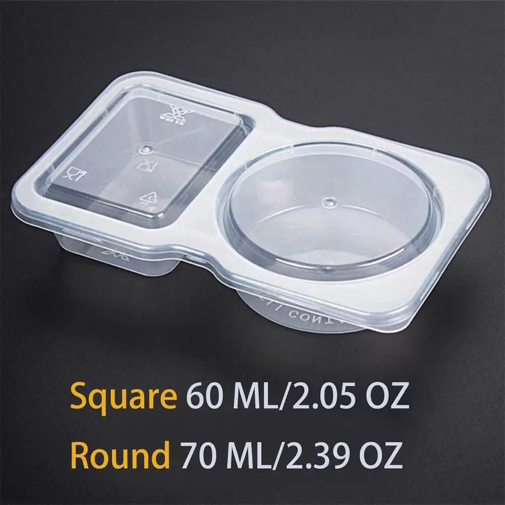 Space-saving Condiment Containers 10pcs Dual Compartment Condiment Containers Plastic Portion Cups for Snacks Salad for Travel