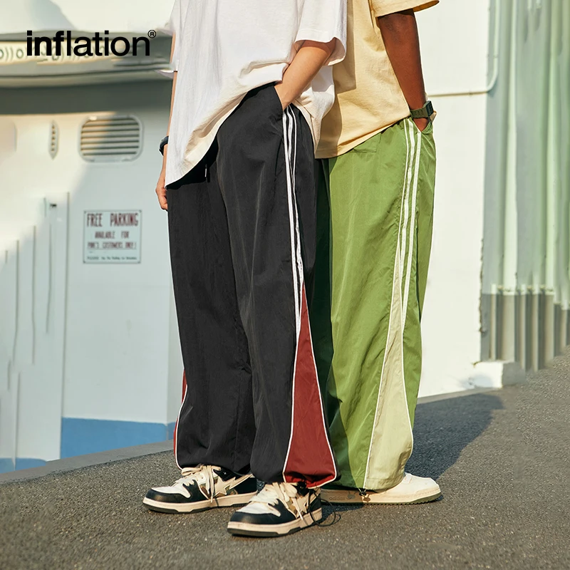 INFLATION Colorblock Wide Leg Track Pants Male Trousers