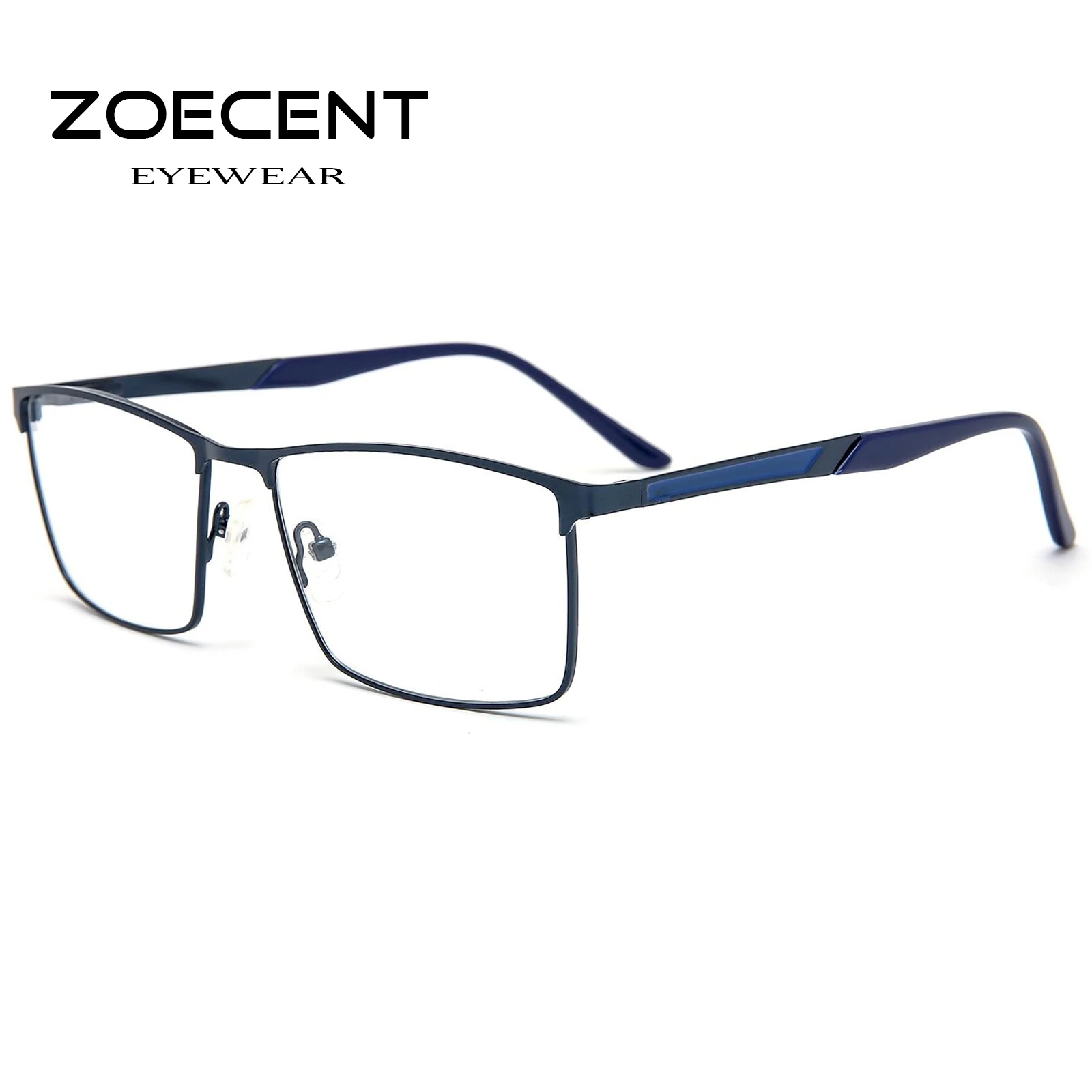 ZOECENT Alloy Prescription Glasses Men Rectangular Anti Blue Light Computer Eyeglasses High Quality Myopia Photochromic Eyewear